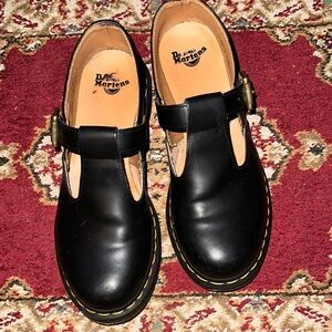 Dr. Martens Black T-Strap Leather Shoes